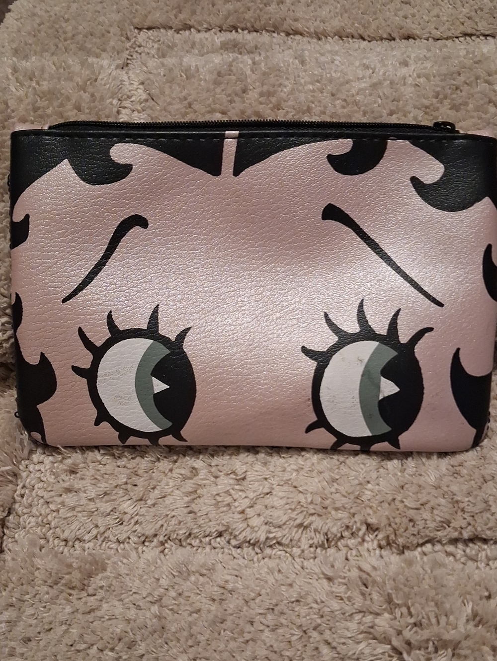 Betty Boop Pink and Black Eye-Graphic Cosmetic Bag